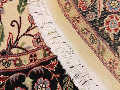 handmade Traditional Kashan Beige Black Hand Knotted ROUND 100% WOOL area rug 6x6