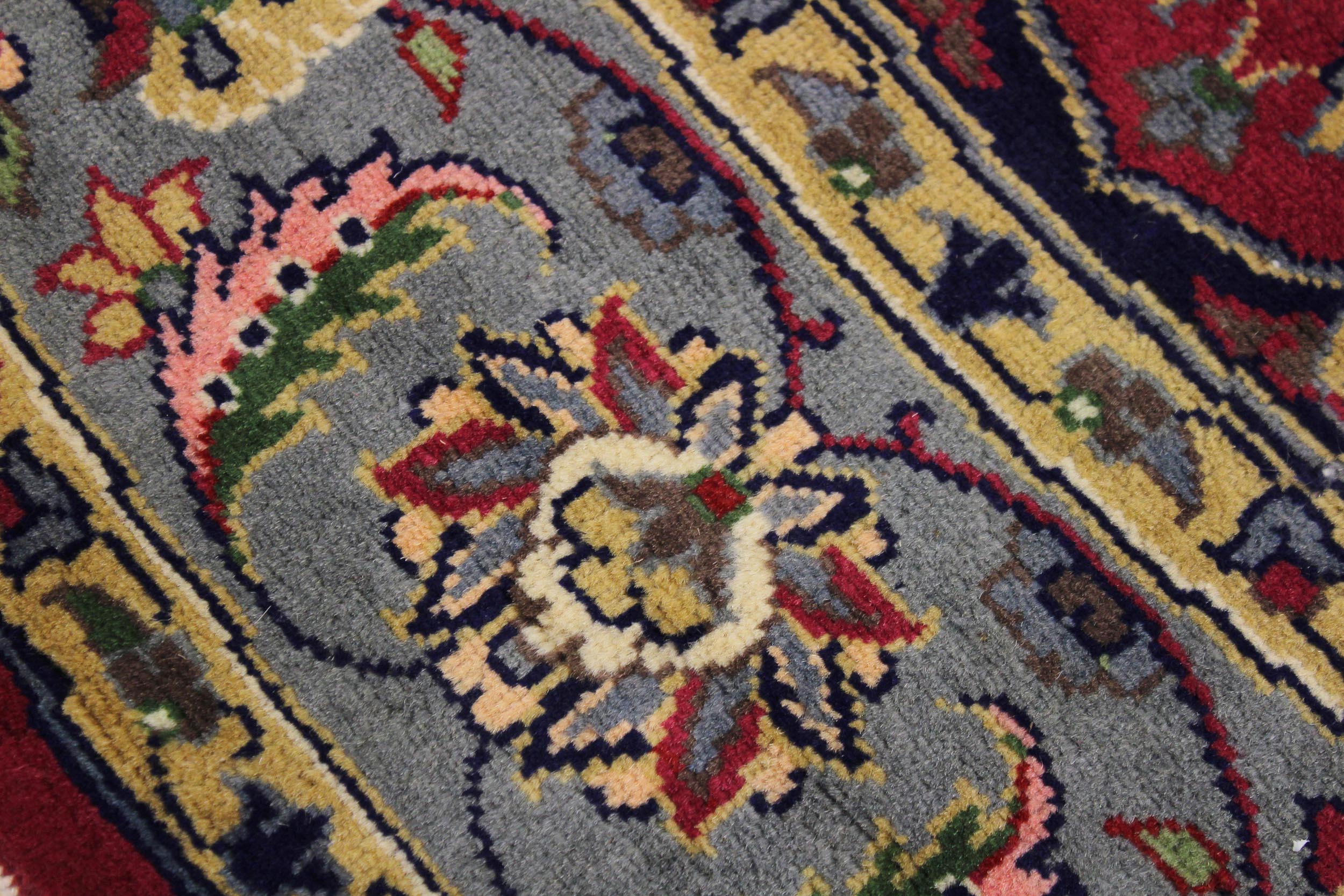 handmade Traditional Kashan Pink Gray Hand Knotted ROUND 100% WOOL area rug 6' x 6'