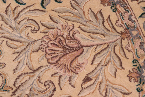 handmade Traditional Tulip Gold Pink Hand Knotted ROUND 100% WOOL area rug 8' x 8'