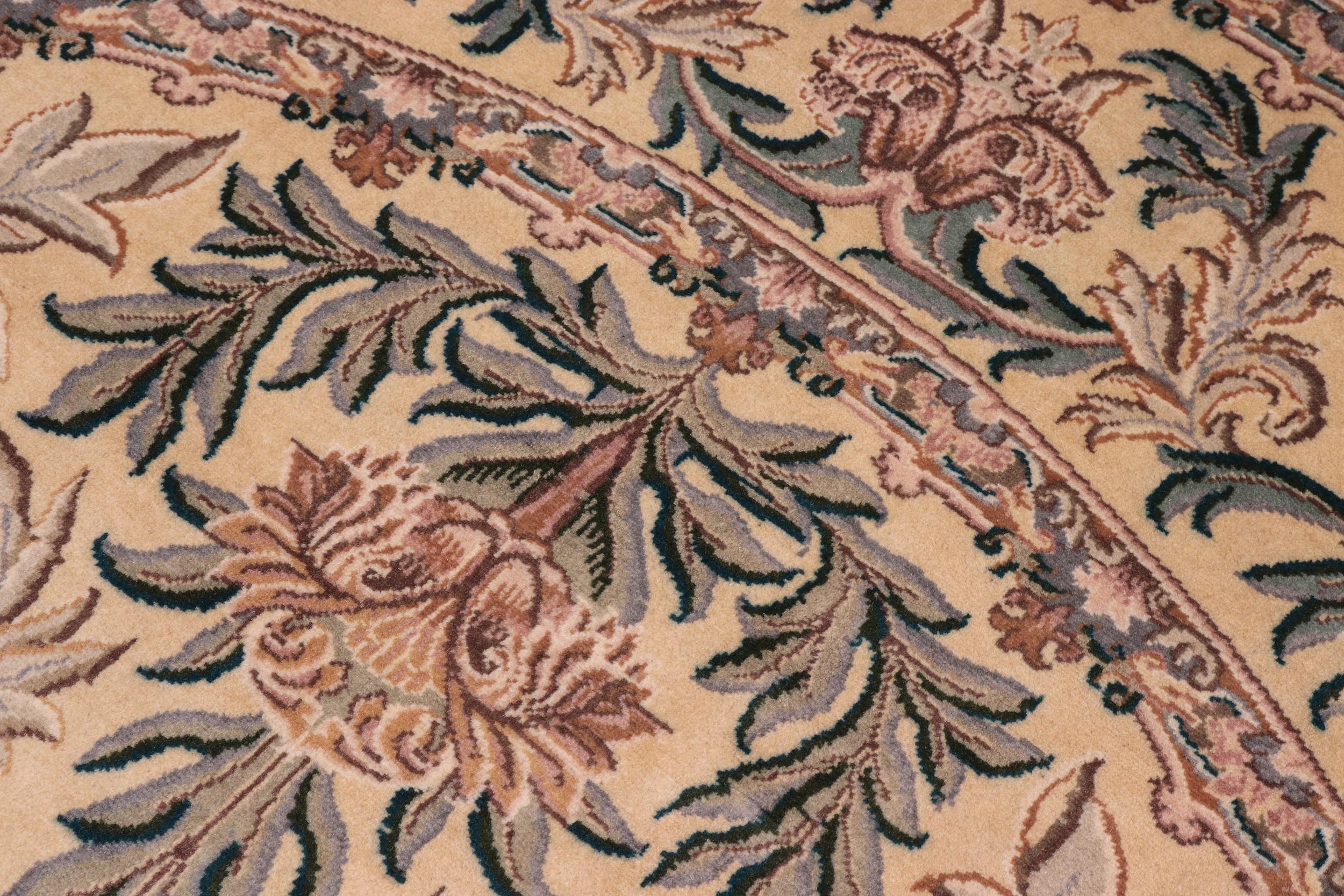 handmade Traditional Tulip Gold Pink Hand Knotted ROUND 100% WOOL area rug 8' x 8'