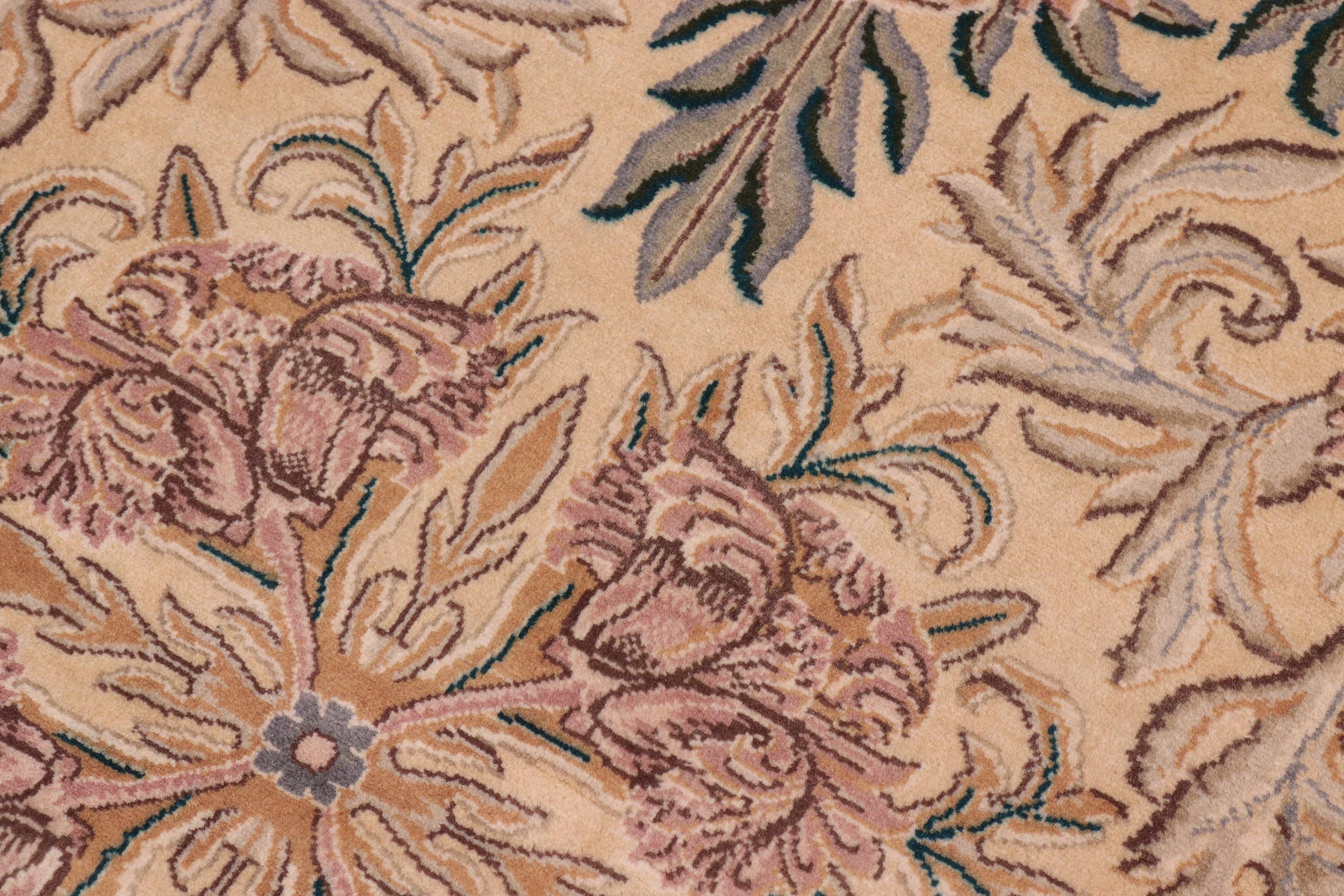 handmade Traditional Tulip Gold Pink Hand Knotted ROUND 100% WOOL area rug 8' x 8'