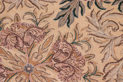 handmade Traditional Tulip Gold Pink Hand Knotted ROUND 100% WOOL area rug 8' x 8'