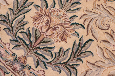 handmade Traditional Tulip Gold Pink Hand Knotted ROUND 100% WOOL area rug 8' x 8'