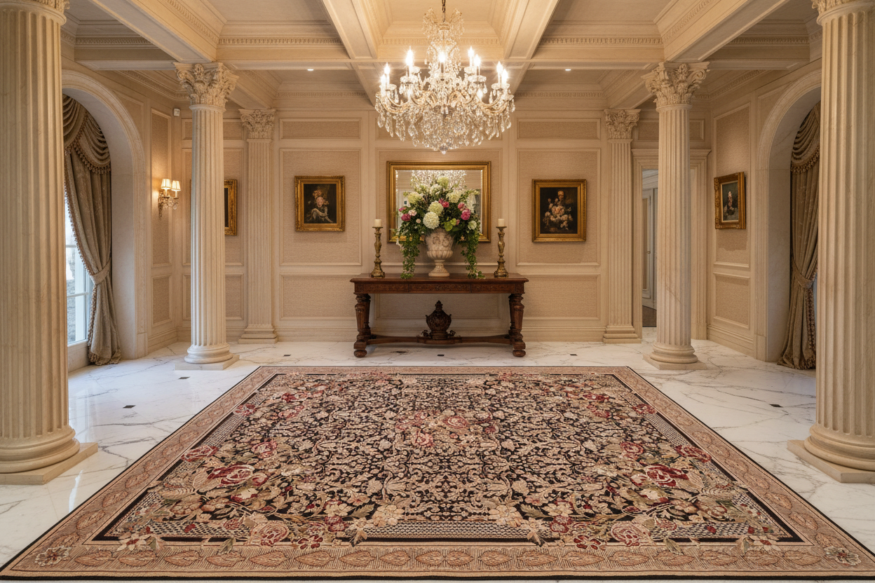 handmade Traditional Rasmi Romal Black Beige Hand Knotted RECTANGLE 100% WOOL area rug 9x13