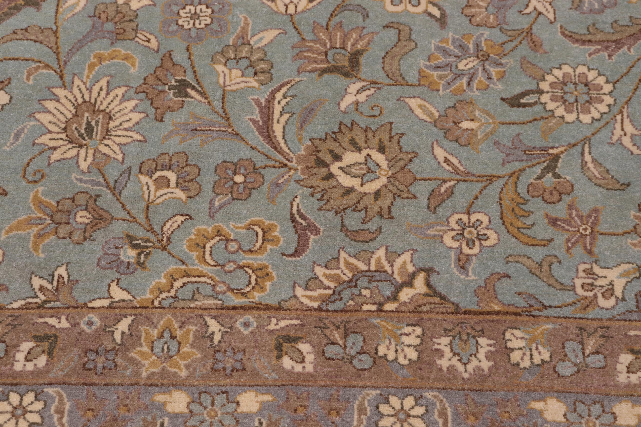 handmade Traditional Design Lt. Blue Ivory Hand Knotted RECTANGLE 100% WOOL area rug 12' x 15'