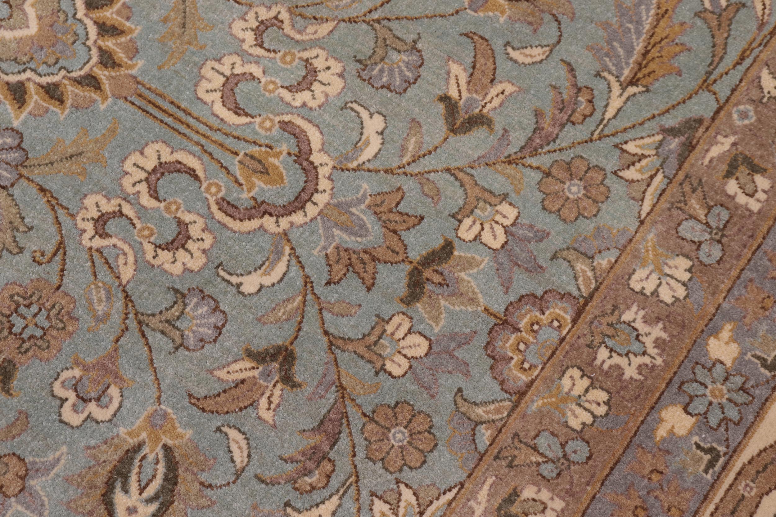 handmade Traditional Design Lt. Blue Ivory Hand Knotted RECTANGLE 100% WOOL area rug 12' x 15'