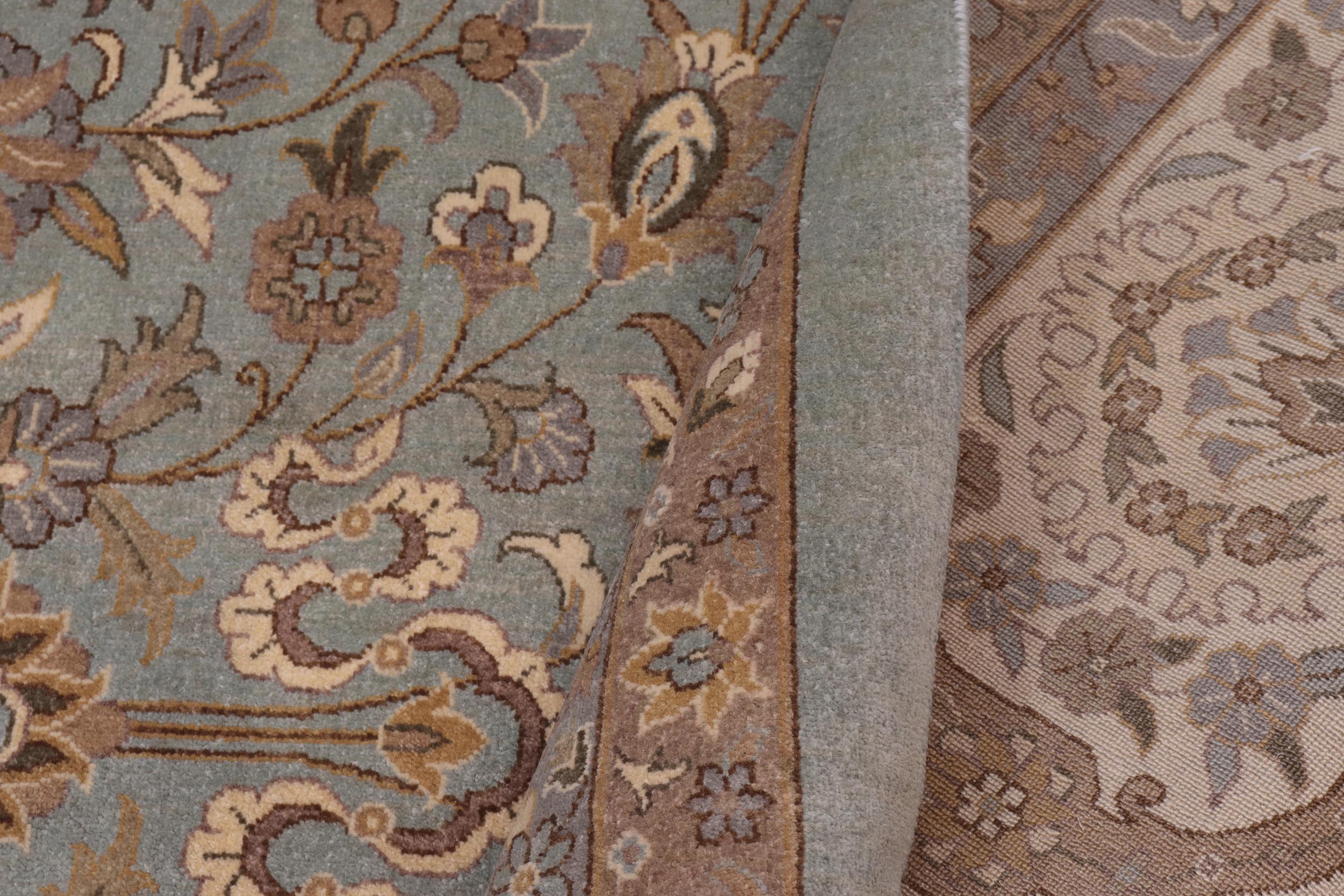 handmade Traditional Design Lt. Blue Ivory Hand Knotted RECTANGLE 100% WOOL area rug 12' x 15'