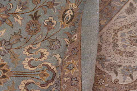 handmade Traditional Design Lt. Blue Ivory Hand Knotted RECTANGLE 100% WOOL area rug 12' x 15'