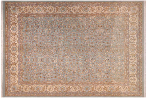 handmade Traditional Design Lt. Blue Ivory Hand Knotted RECTANGLE 100% WOOL area rug 12' x 15'