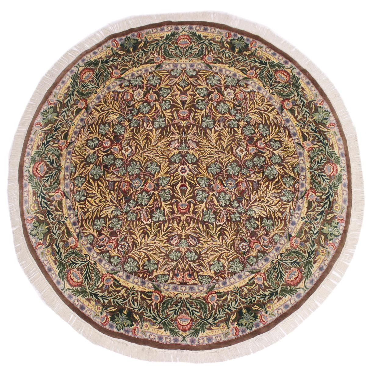 handmade Traditional Imran Brown Green Hand Knotted ROUND 100% WOOL area rug 8x8