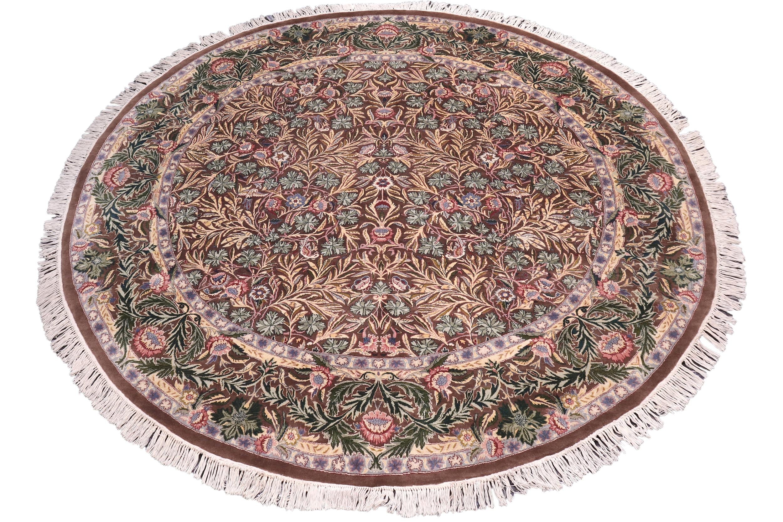 handmade Traditional Imran Brown Green Hand Knotted ROUND 100% WOOL area rug 8'x8'
