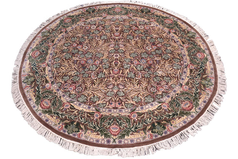 handmade Traditional Imran Brown Green Hand Knotted ROUND 100% WOOL area rug 8'x8'