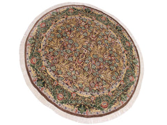 handmade Traditional Imran Brown Green Hand Knotted ROUND 100% WOOL area rug 8x8