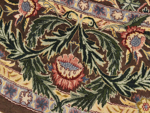 handmade Traditional Imran Brown Green Hand Knotted ROUND 100% WOOL area rug 8x8