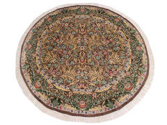 handmade Traditional Imran Brown Green Hand Knotted ROUND 100% WOOL area rug 8x8