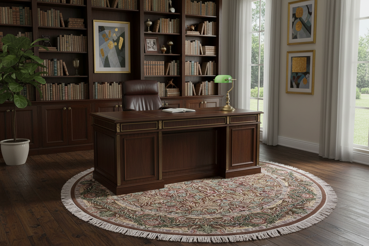 handmade Traditional Imran Brown Green Hand Knotted ROUND 100% WOOL area rug 8' x 8'