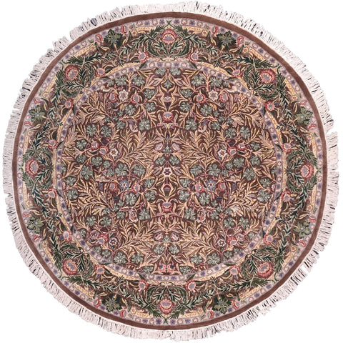 handmade Traditional Imran Brown Green Hand Knotted ROUND 100% WOOL area rug 8' x 8'