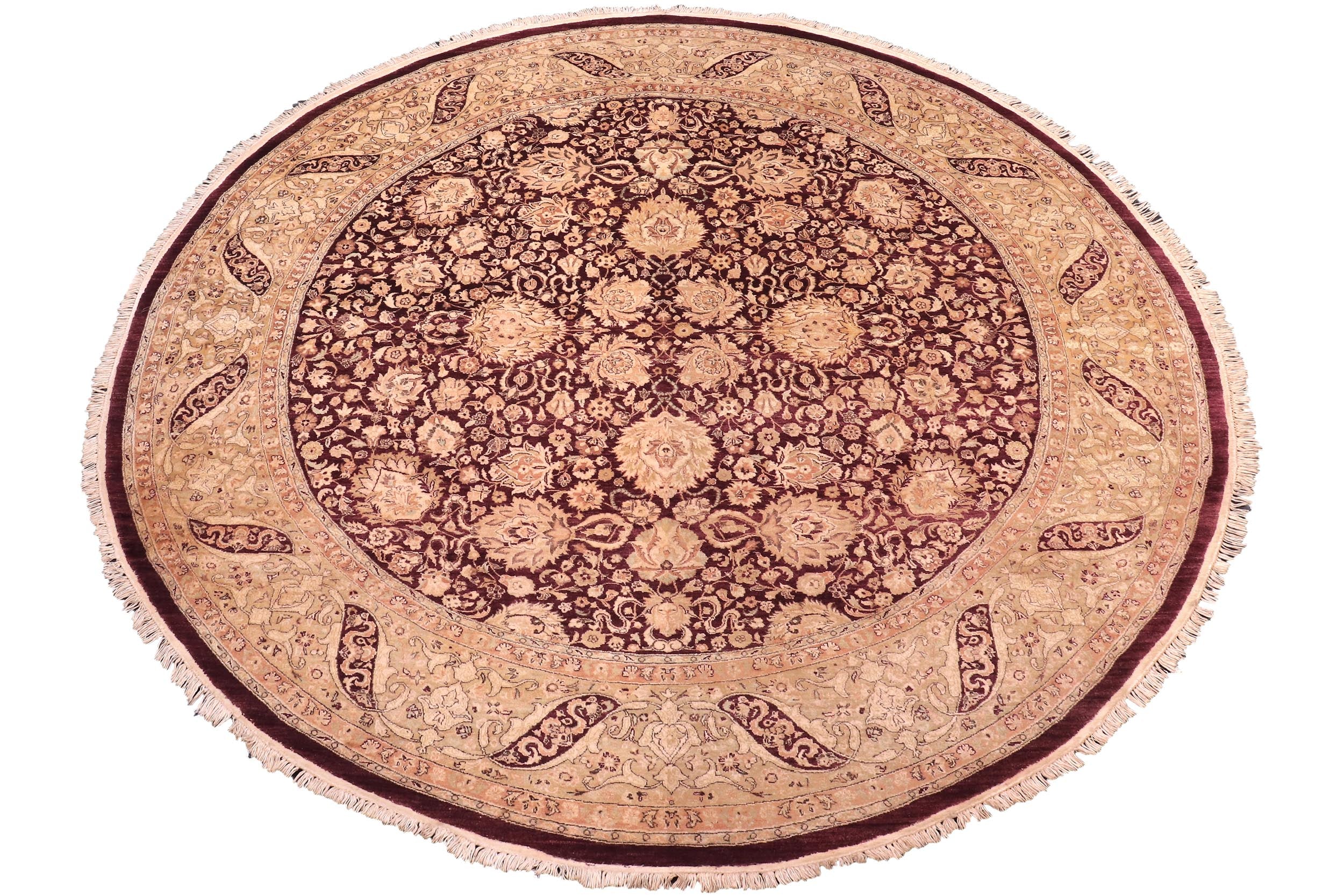 handmade Traditional Round Kashan Red Gold Hand Knotted ROUND 100% WOOL area rug 8' x 8'