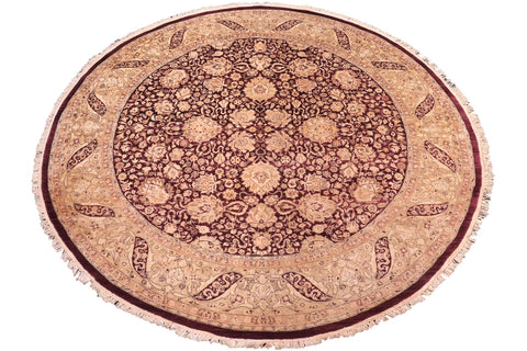 handmade Traditional Round Kashan Red Gold Hand Knotted ROUND 100% WOOL area rug 8' x 8'