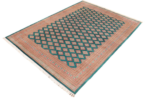 handmade Geometric Bokhara Green Pink Hand Knotted RECTANGLE 100% WOOL area rug 10X14