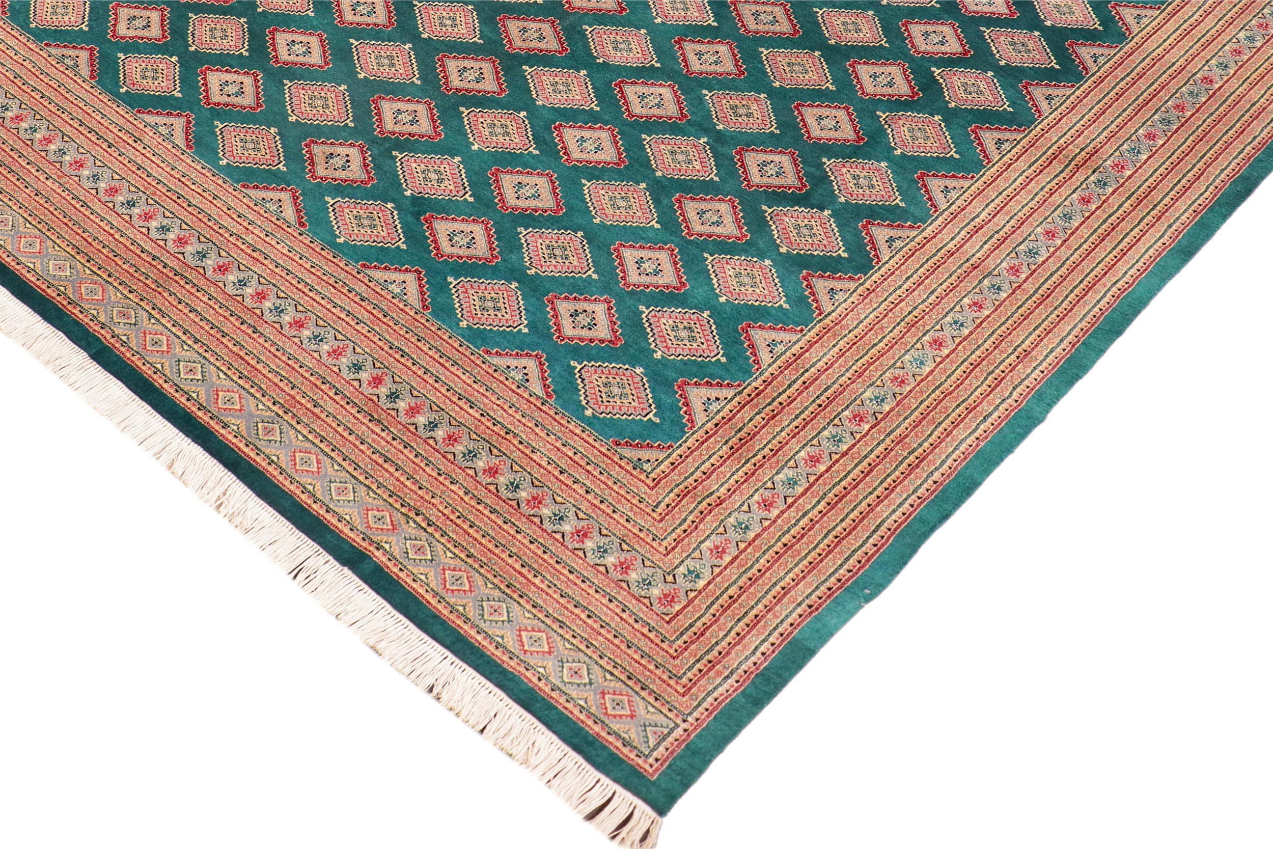 handmade Geometric Bokhara Green Pink Hand Knotted RECTANGLE 100% WOOL area rug 10X14
