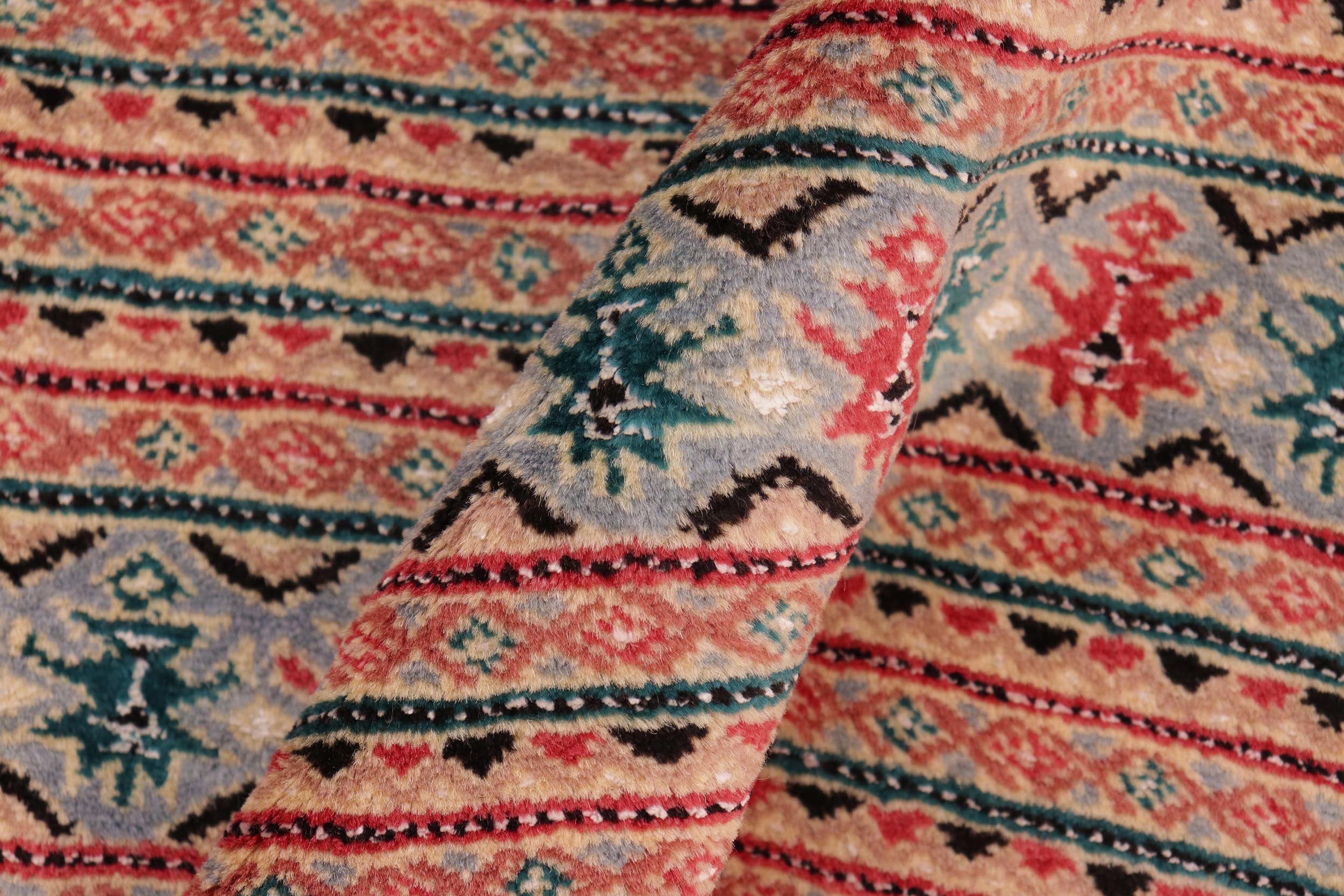 handmade Geometric Bokhara Green Pink Hand Knotted RECTANGLE 100% WOOL area rug 10X14