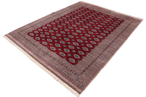 handmade Geometric Bokhara Red Taupe Hand Knotted RECTANGLE 100% WOOL area rug 9X12
