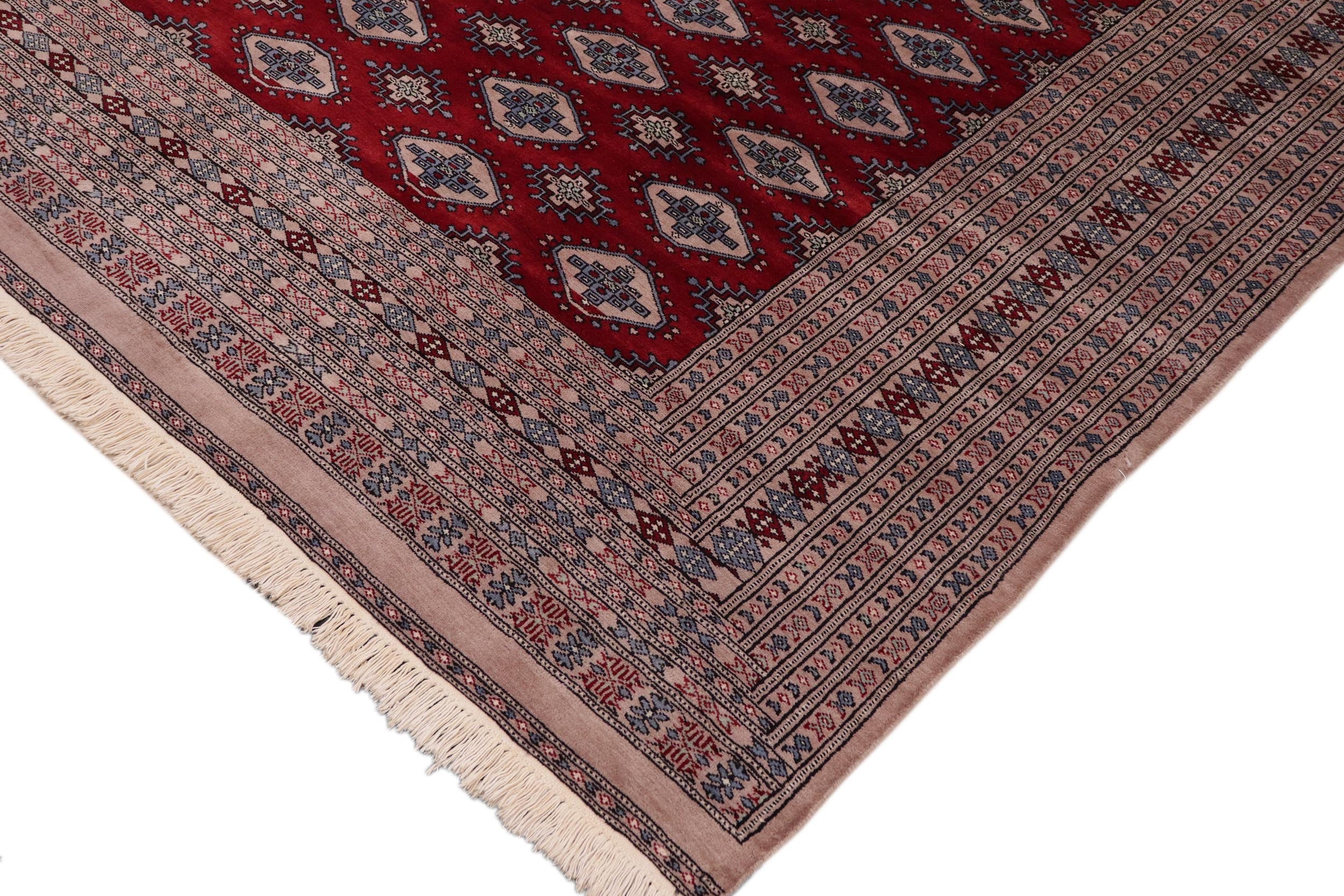 handmade Geometric Bokhara Red Taupe Hand Knotted RECTANGLE 100% WOOL area rug 9X12