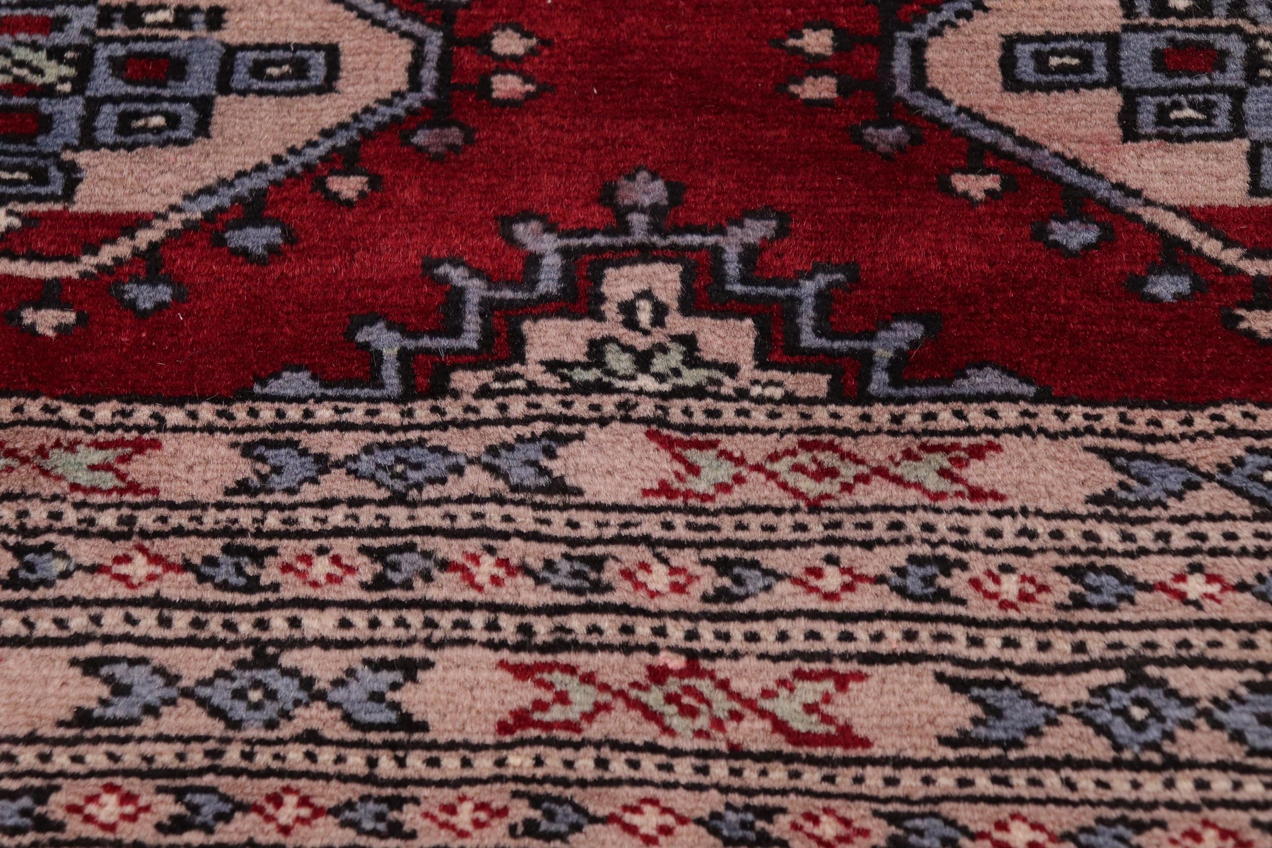 handmade Geometric Bokhara Red Taupe Hand Knotted RECTANGLE 100% WOOL area rug 9X12