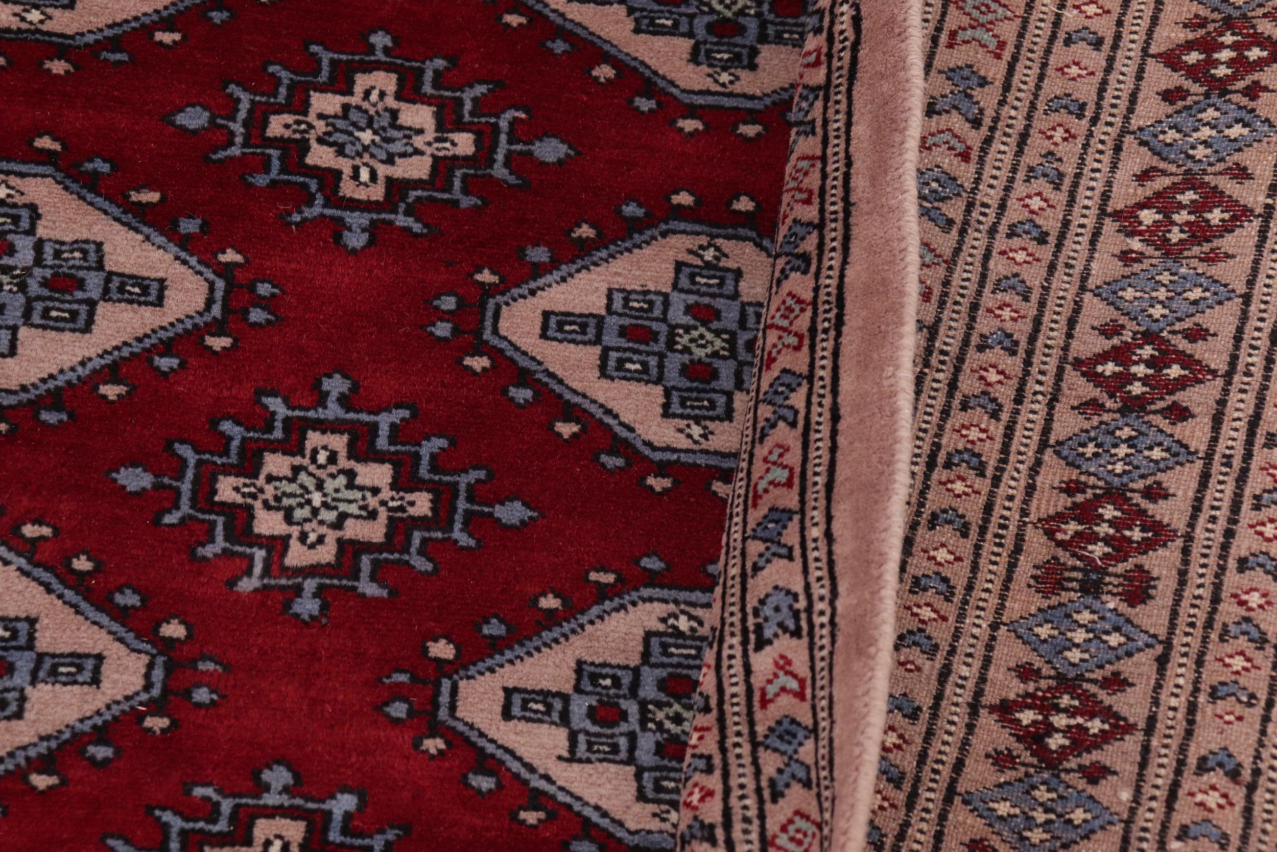 handmade Geometric Bokhara Red Taupe Hand Knotted RECTANGLE 100% WOOL area rug 9X12