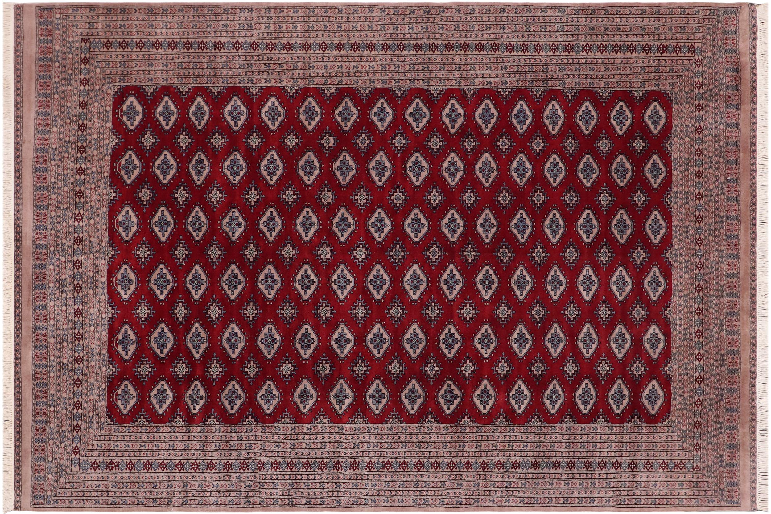 handmade Geometric Bokhara Red Taupe Hand Knotted RECTANGLE 100% WOOL area rug 9X12