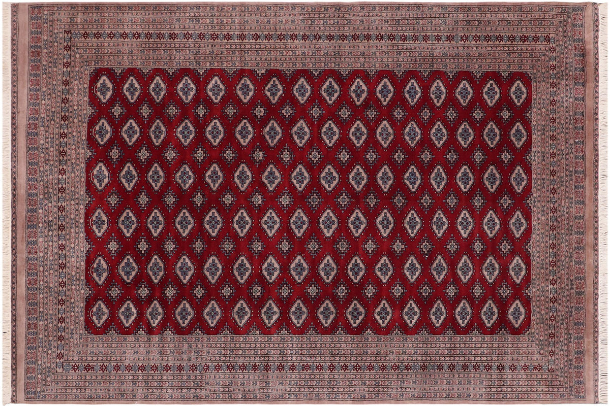handmade Geometric Bokhara Red Taupe Hand Knotted RECTANGLE 100% WOOL area rug 9X12