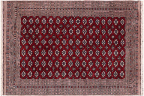 handmade Geometric Bokhara Red Taupe Hand Knotted RECTANGLE 100% WOOL area rug 9X12