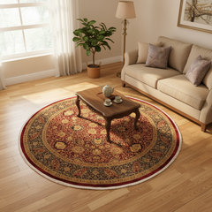 Antique Vegetable Dyed Kashan Lupita Red/Blue Wool Round - 11'10''X11'11''