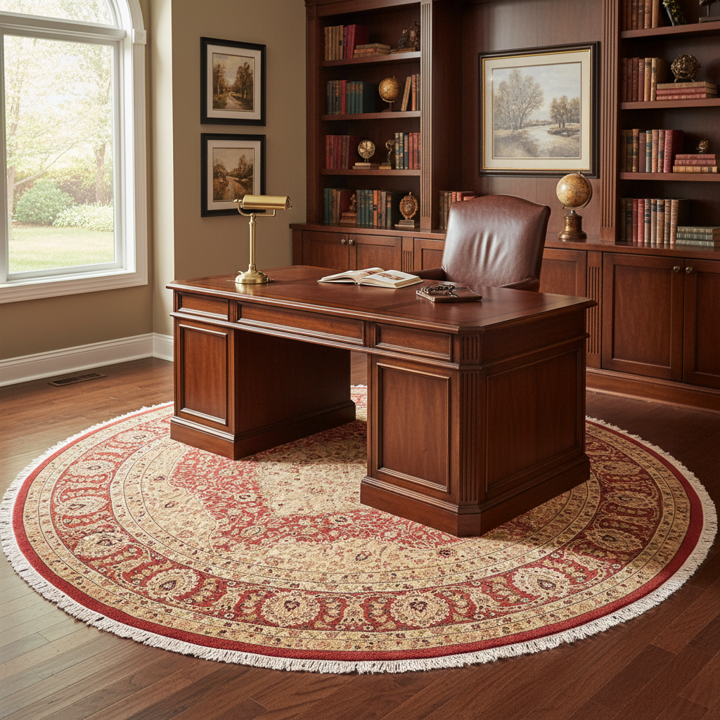handmade Traditional Round Design Rust Ivory Hand Knotted ROUND 100% WOOL area rug 9' x 9'