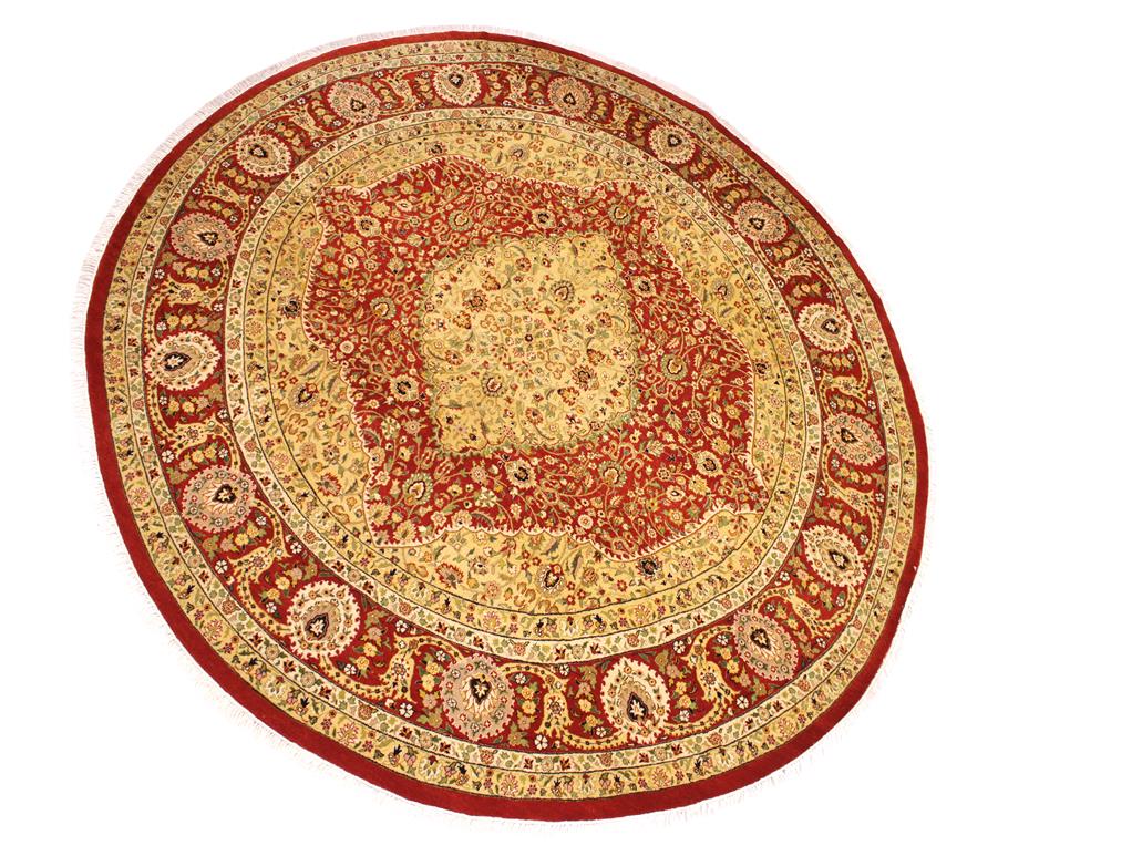 handmade Traditional Design Rust Ivory Hand Knotted ROUND 100% WOOL area rug 9x9