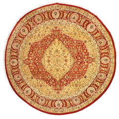 handmade Traditional Design Rust Ivory Hand Knotted ROUND 100% WOOL area rug 9x9
