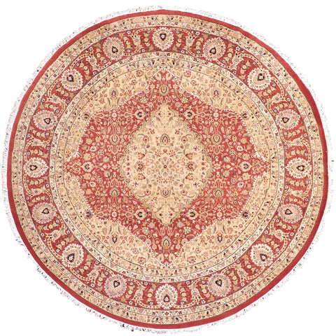 handmade Traditional Round Design Rust Ivory Hand Knotted ROUND 100% WOOL area rug 9' x 9'