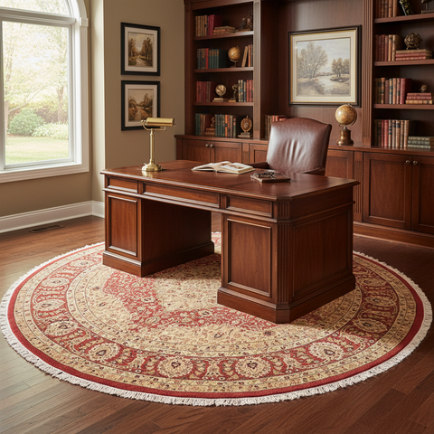 handmade Traditional Round Design Rust Ivory Hand Knotted ROUND 100% WOOL area rug 9' x 9'