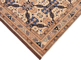 handmade Geometric Kargahi Beige Blue Hand Knotted RECTANGLE 100% WOOL area rug 6x9