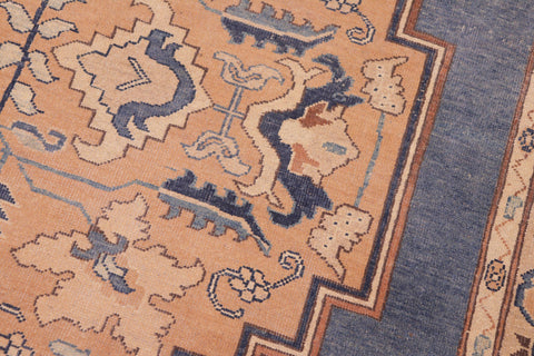 handmade Traditional Antique Blue Tan Hand Knotted RECTANGLE 100% WOOL area rug 6' x 9'