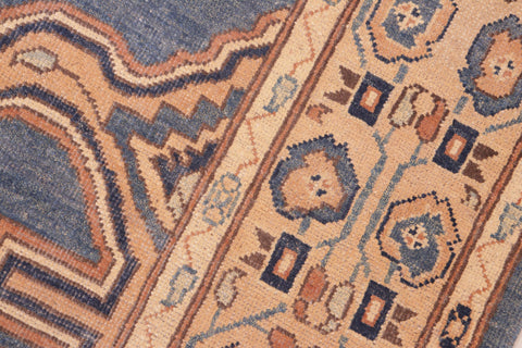 handmade Traditional Antique Blue Tan Hand Knotted RECTANGLE 100% WOOL area rug 6' x 9'