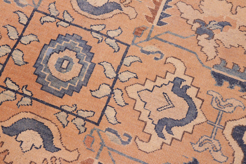 handmade Traditional Antique Blue Tan Hand Knotted RECTANGLE 100% WOOL area rug 6' x 9'