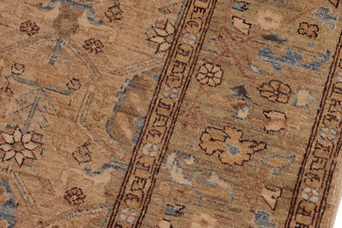 handmade Transitional Kafkaz Tan Green Hand Knotted RECTANGLE 100% WOOL area rug 7' x 10'