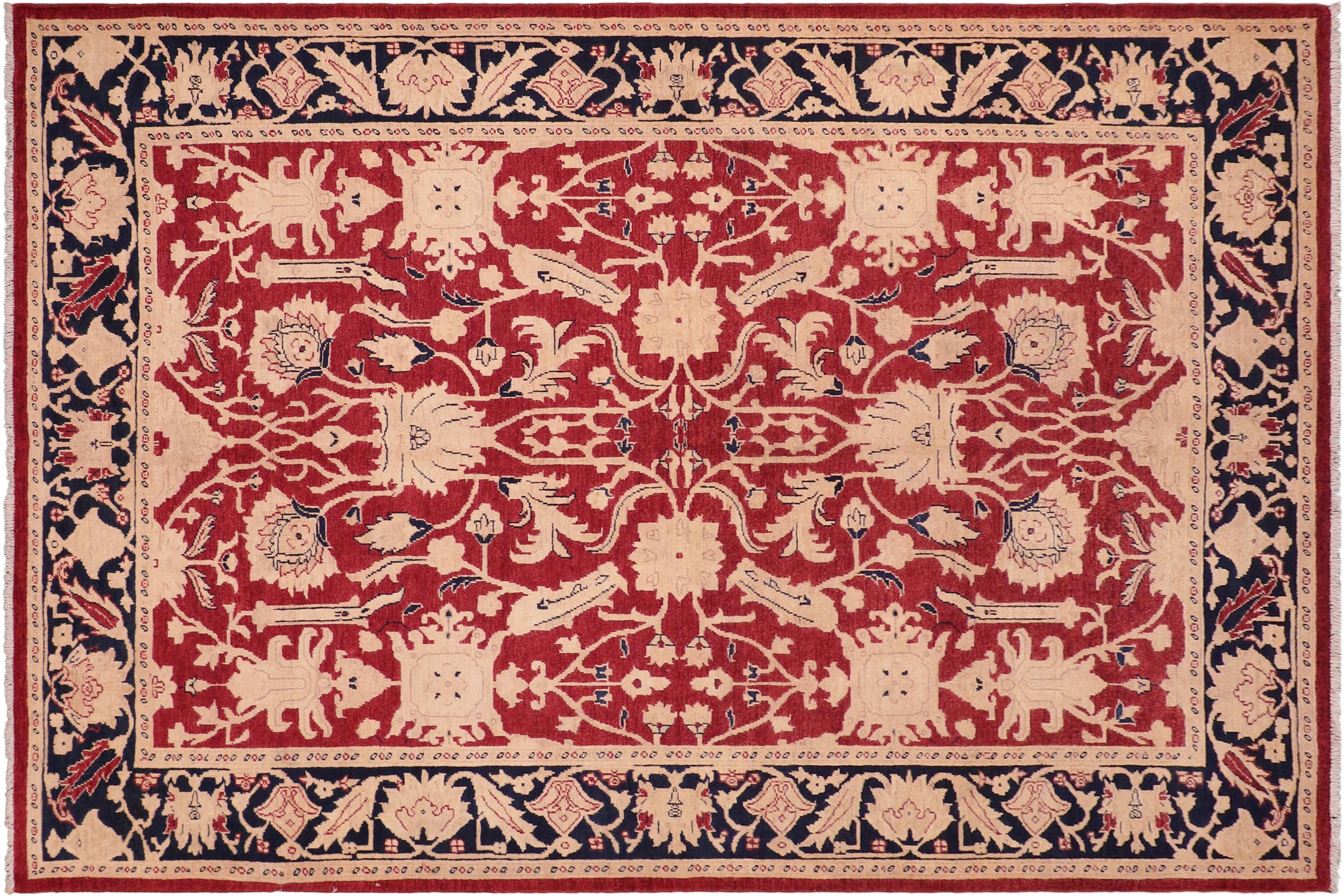 handmade Traditional Kafkaz Red Blue Hand Knotted RECTANGLE 100% WOOL area rug 6x9