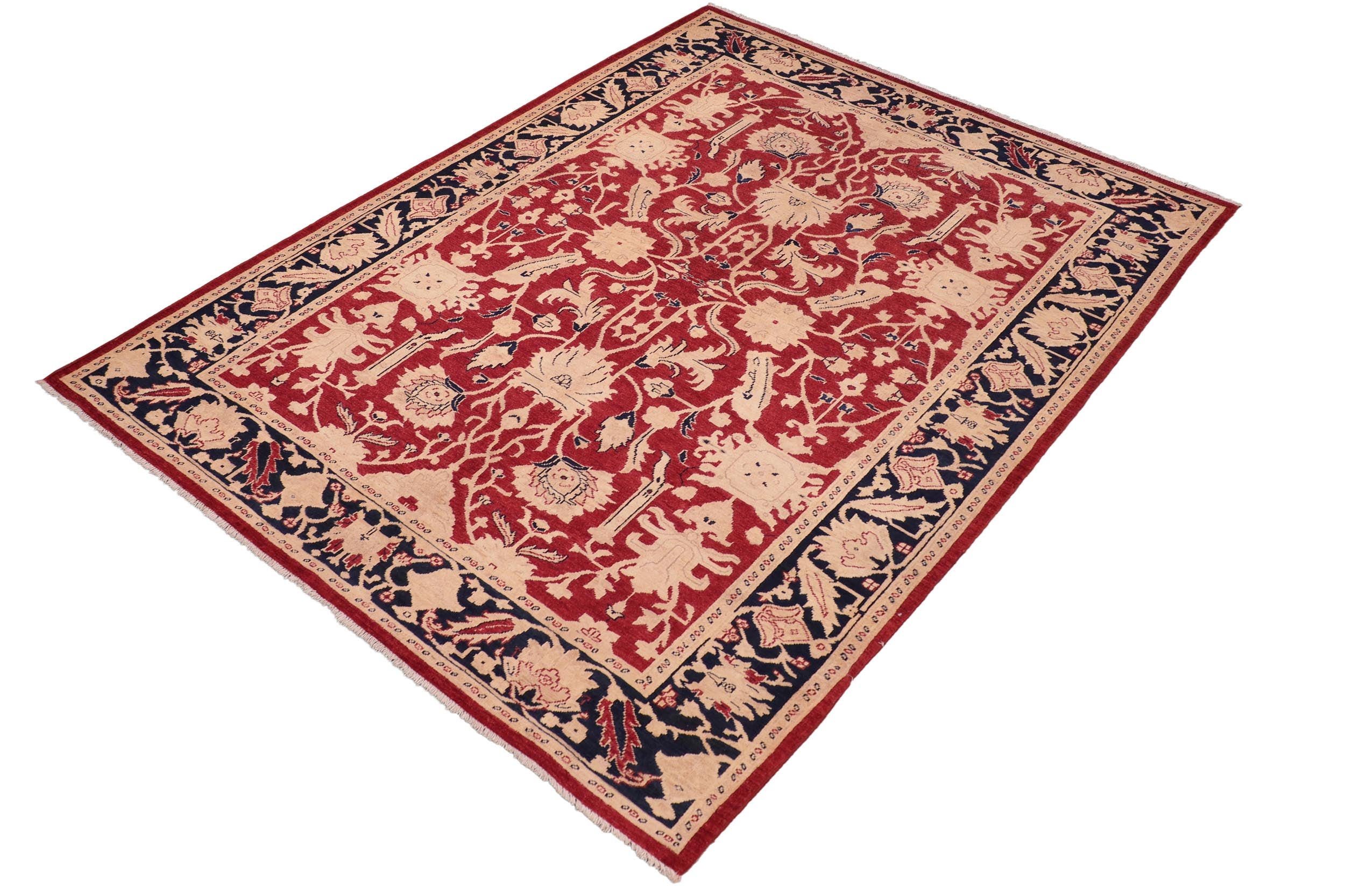 handmade Traditional Kafkaz Red Blue Hand Knotted RECTANGLE 100% WOOL area rug 6x9