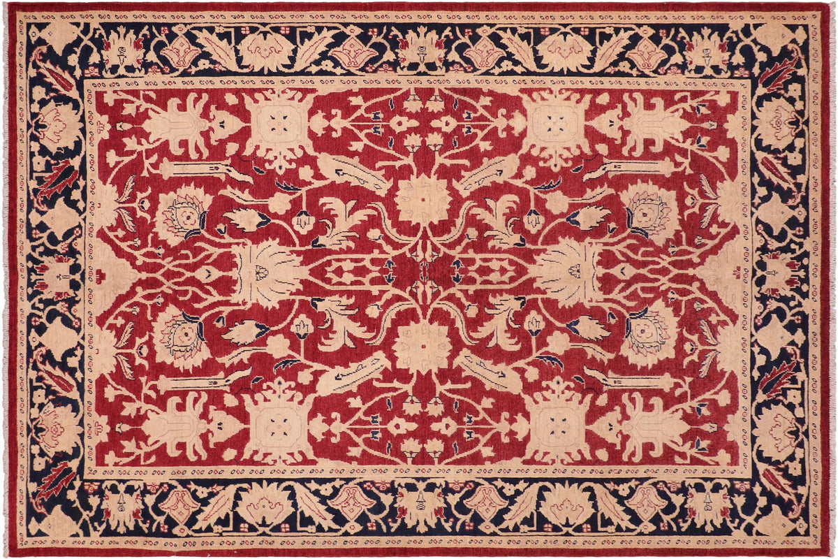 handmade Traditional Kafkaz Red Blue Hand Knotted RECTANGLE 100% WOOL area rug 6x9