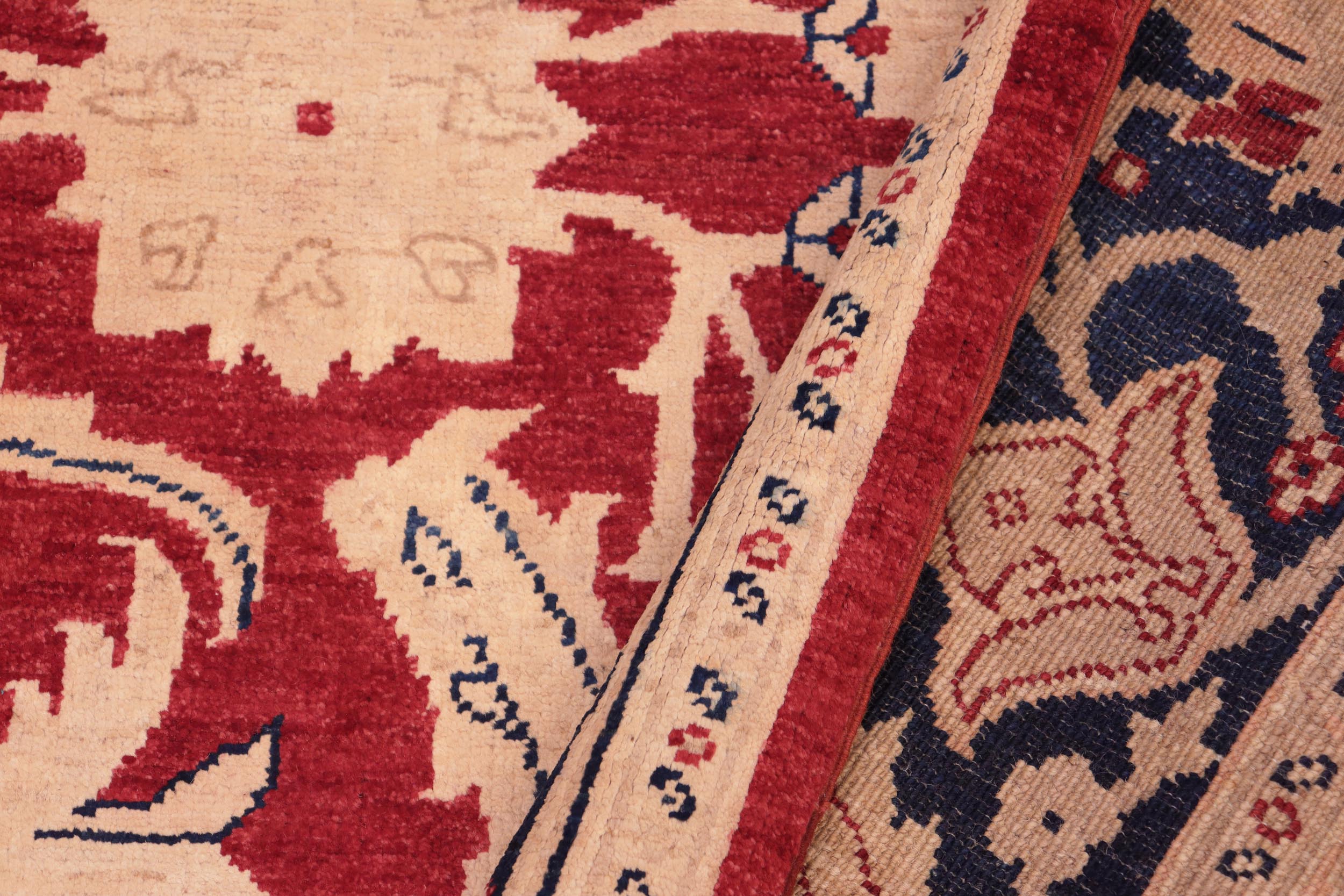 handmade Traditional Kafkaz Red Blue Hand Knotted RECTANGLE 100% WOOL area rug 6x9