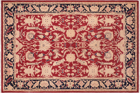 handmade Traditional Kafkaz Red Blue Hand Knotted RECTANGLE 100% WOOL area rug 6x9