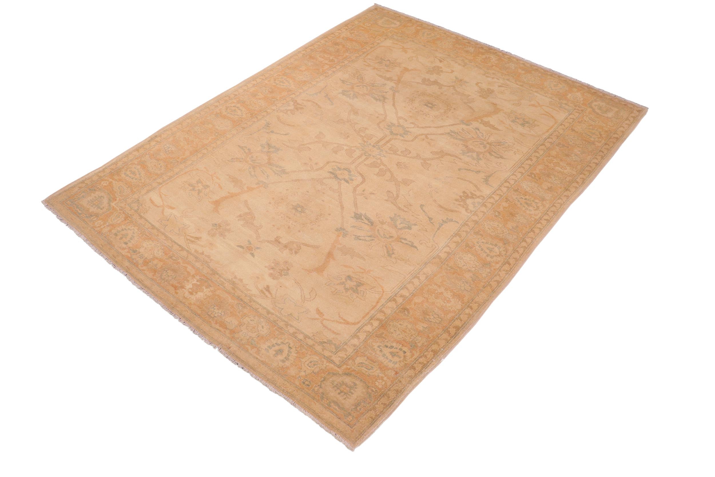 handmade Traditional Kafkaz Tan Gold Hand Knotted RECTANGLE 100% WOOL area rug 6x9